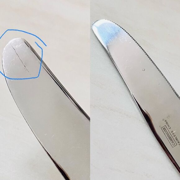 3pc CAMBRIDGE CBS98 Stainless Dinner Knife 9 3/8” Frosted 18/8 Glossy Tip & Bowl - Picture 9 of 9